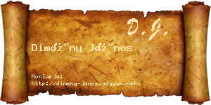 Dimény János névjegykártya